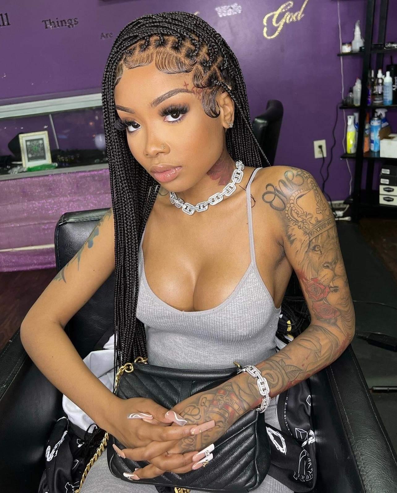 Knotless full lace braided wig (RTS)