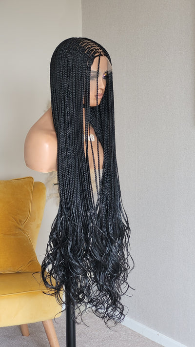 Knotless curly braided wig