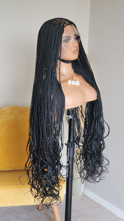 Curly tips braided wig