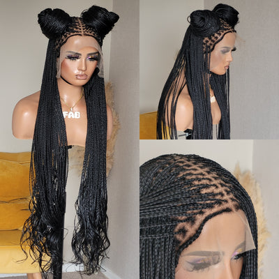 Knotless curly braided wig