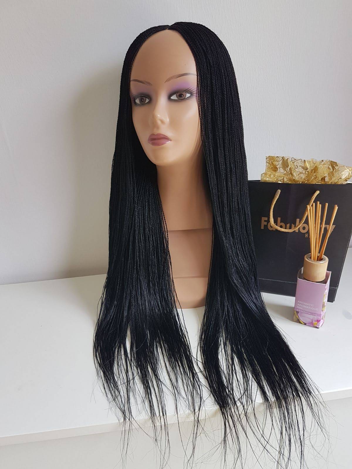Braided wig with closure million twists (Black)