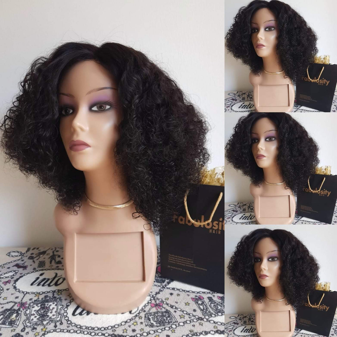 Weave short curly luxury wig (100% human hair)