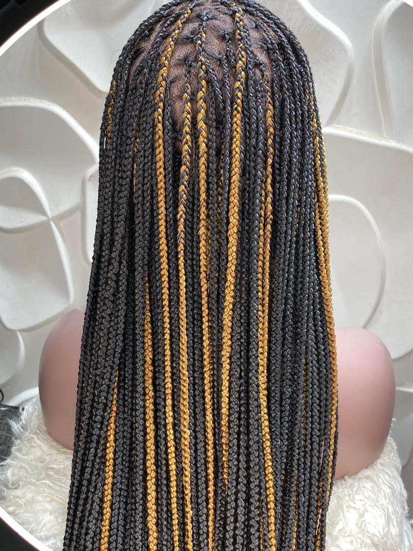 Knotless braided wig full lace human hair 1b and 30 (Davina)