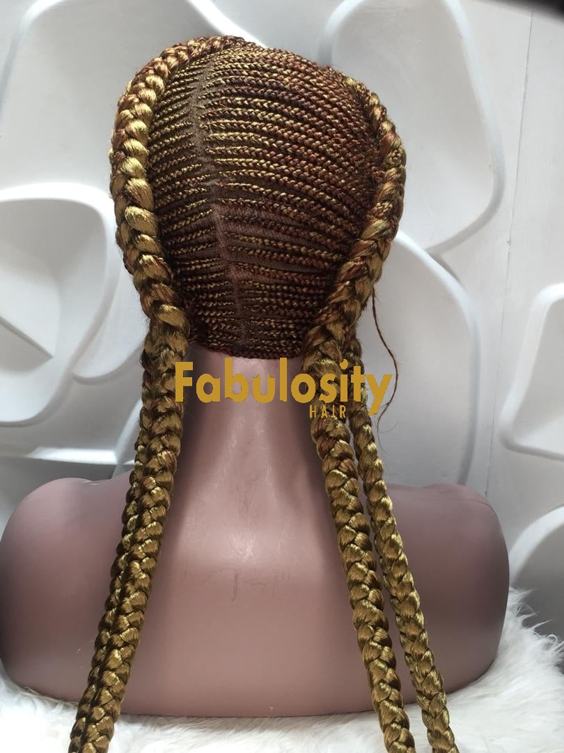 Cornrow full lace wig (Tasha) Light Brown