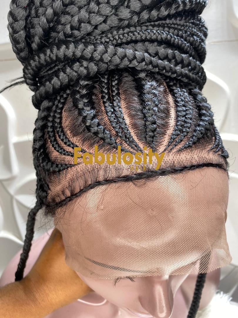 Cornrow braided wig full lace human hair (Candy)