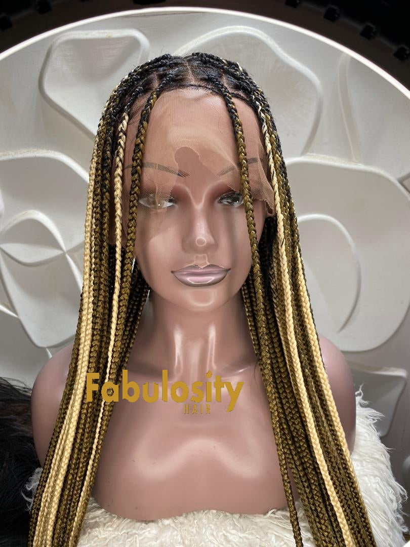 Knotless braided wig 1b and 27 with 613 highlights (Davina)