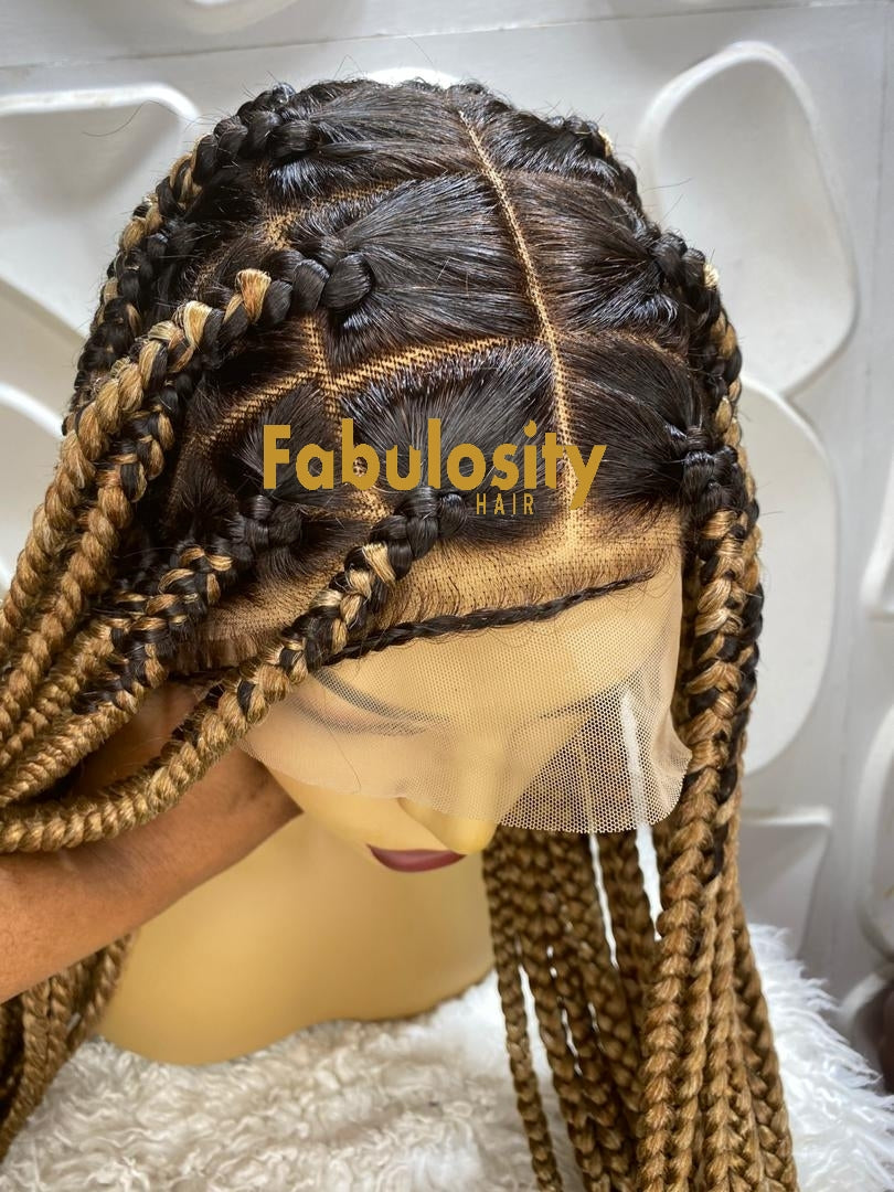 Knotless box braided jumbo wig