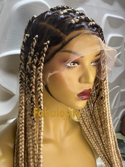 Knotless box braided wig (Davina 22 Ash blonde)