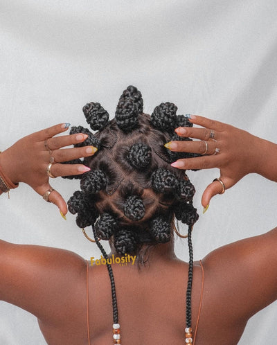 Bantu Knots braided wig (hanging down braids beads)